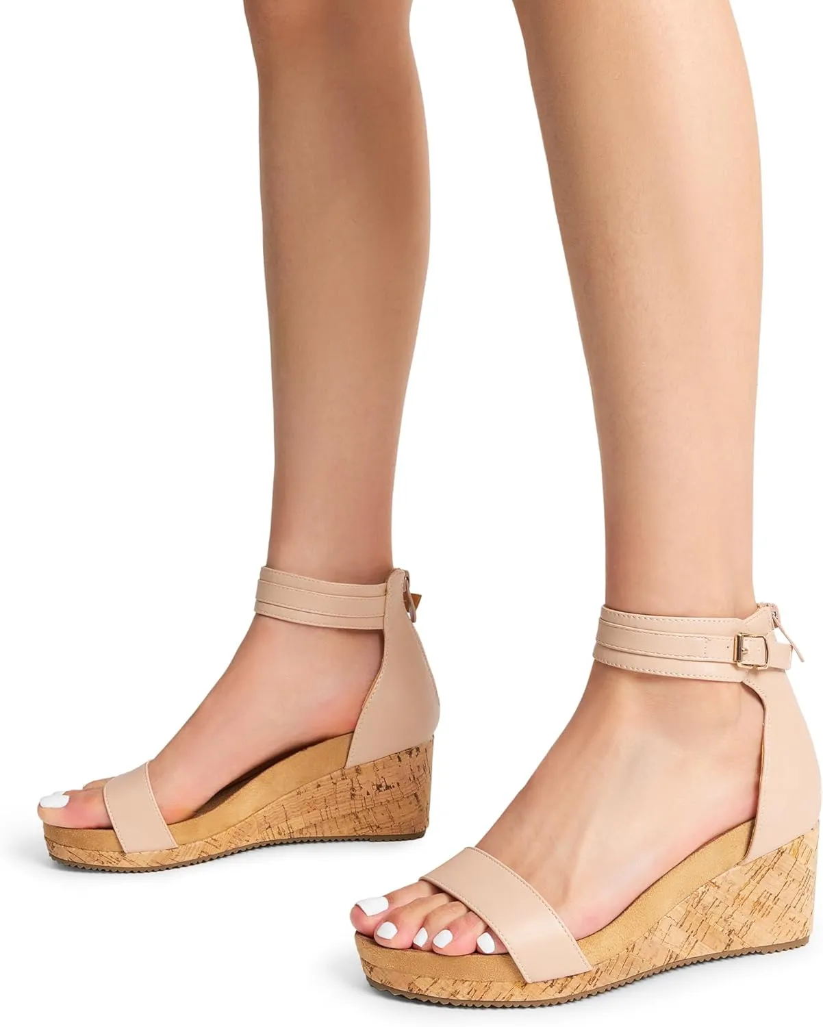 DREAM PAIRS Women's Open Toe Buckle Ankle Strap Platform Wedge Sandals Summer Shoes.