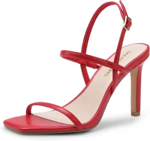 DREAM PAIRS Women’s Slingback Heels High Stilettos Open Square Toe Ankle Strap Pumps Sexy Comfort Strappy Dress Shoes Wedding Bridal Heeled Sandals