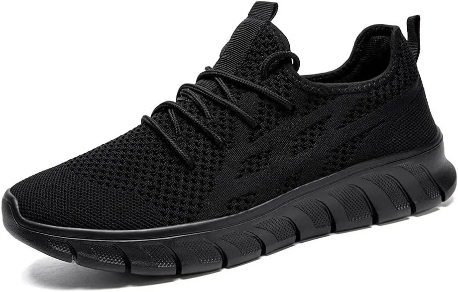 EGMPDA Mens Walking Shoes Lightweight Breathable Non Slip Sneakers Tennis Shoes Workout Gym Shoes for Running Black 12