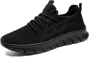 EGMPDA Mens Walking Shoes Lightweight Breathable Non Slip Sneakers Tennis Shoes Workout Gym Shoes for Running Black 12