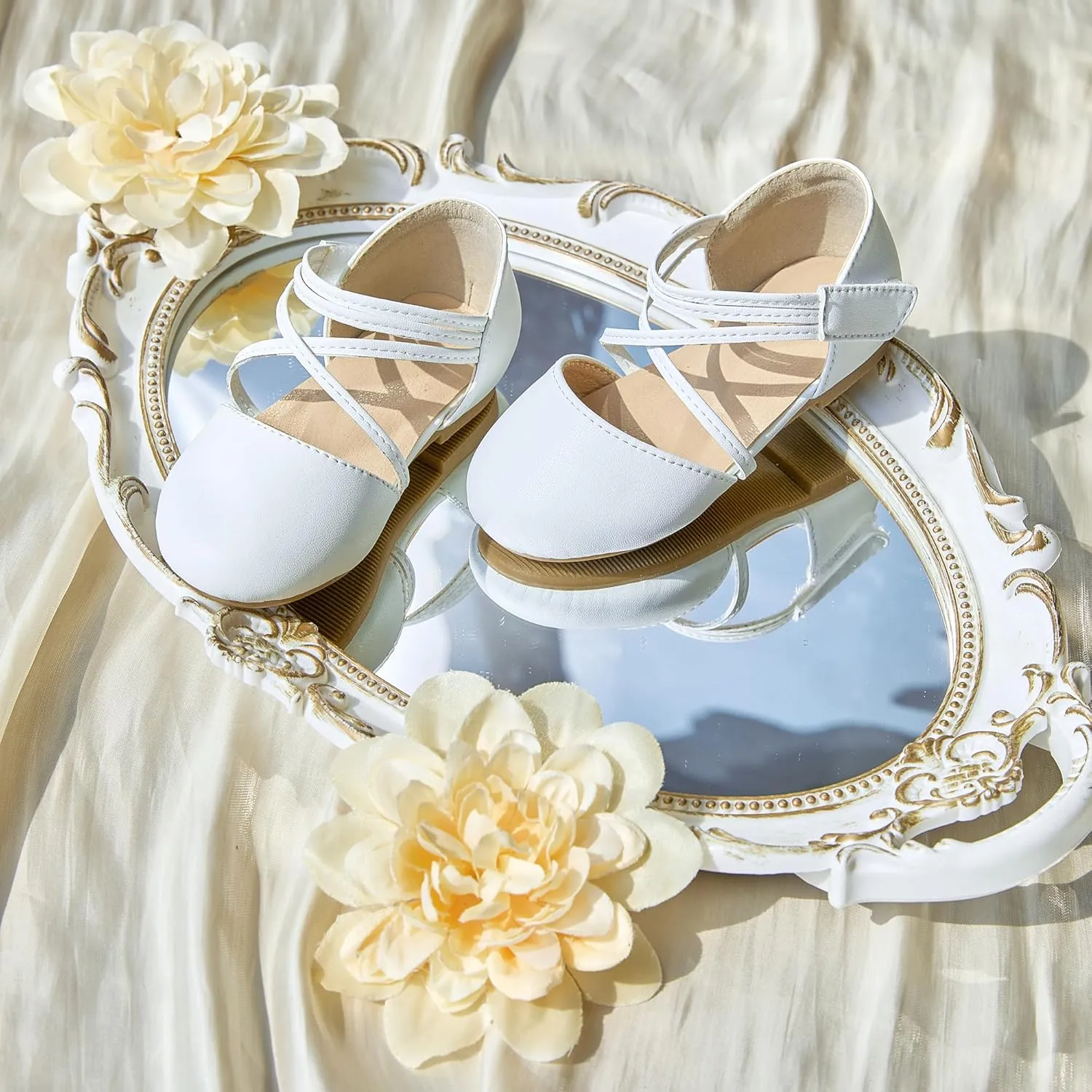 ESTINE Toddler/Little Kid Girls Dress Mary Jane Flats Flowers Fashion Princess Ballet Shoes