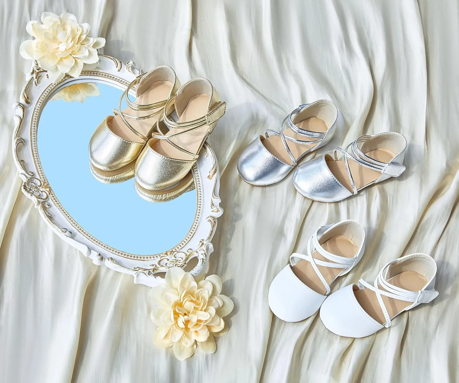 ESTINE Toddler/Little Kid Girls Dress Mary Jane Flats Flowers Fashion Princess Ballet Shoes