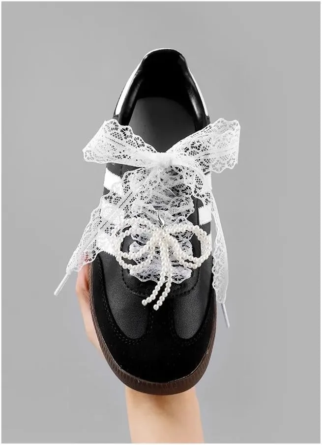 Fancy Lace 2.9CM Width Flat Shoelace For Sneakers Shoelaces For Women Casual Shoes Black White Shoe Laces Accessorices