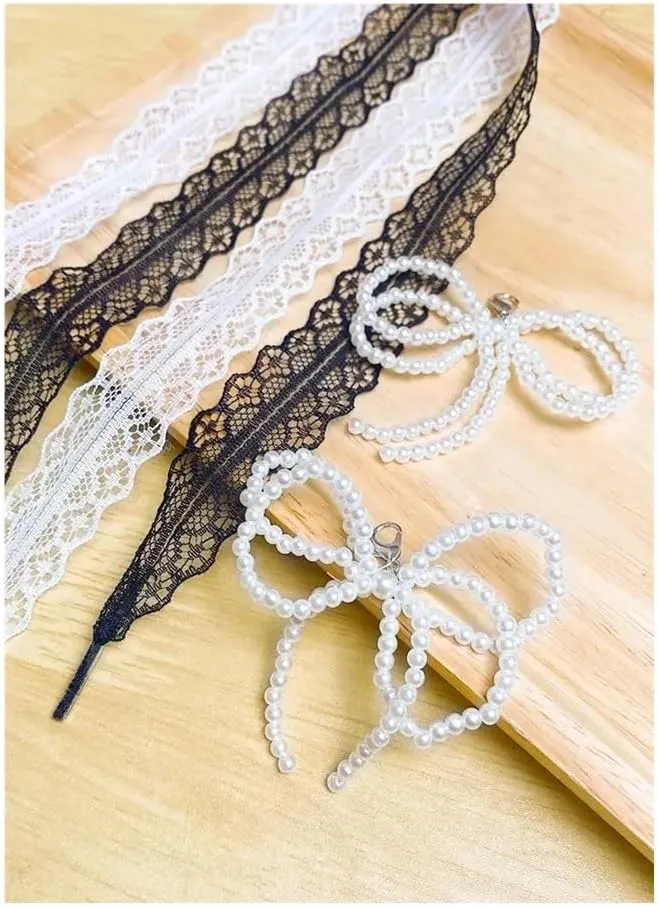 Fancy Lace 2.9CM Width Flat Shoelace For Sneakers Shoelaces For Women Casual Shoes Black White Shoe Laces Accessorices