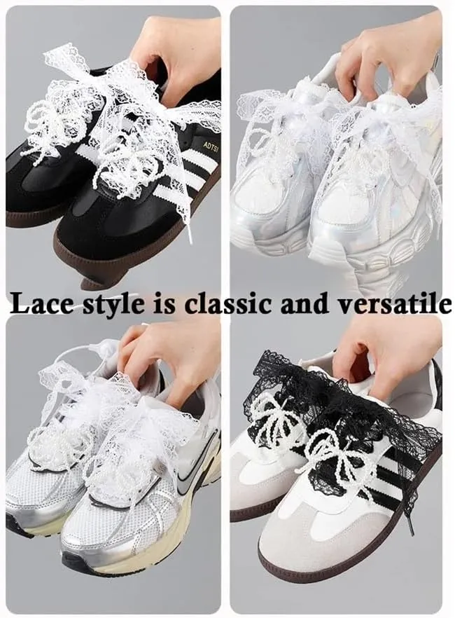 Fancy Lace 2.9CM Width Flat Shoelace For Sneakers Shoelaces For Women Casual Shoes Black White Shoe Laces Accessorices