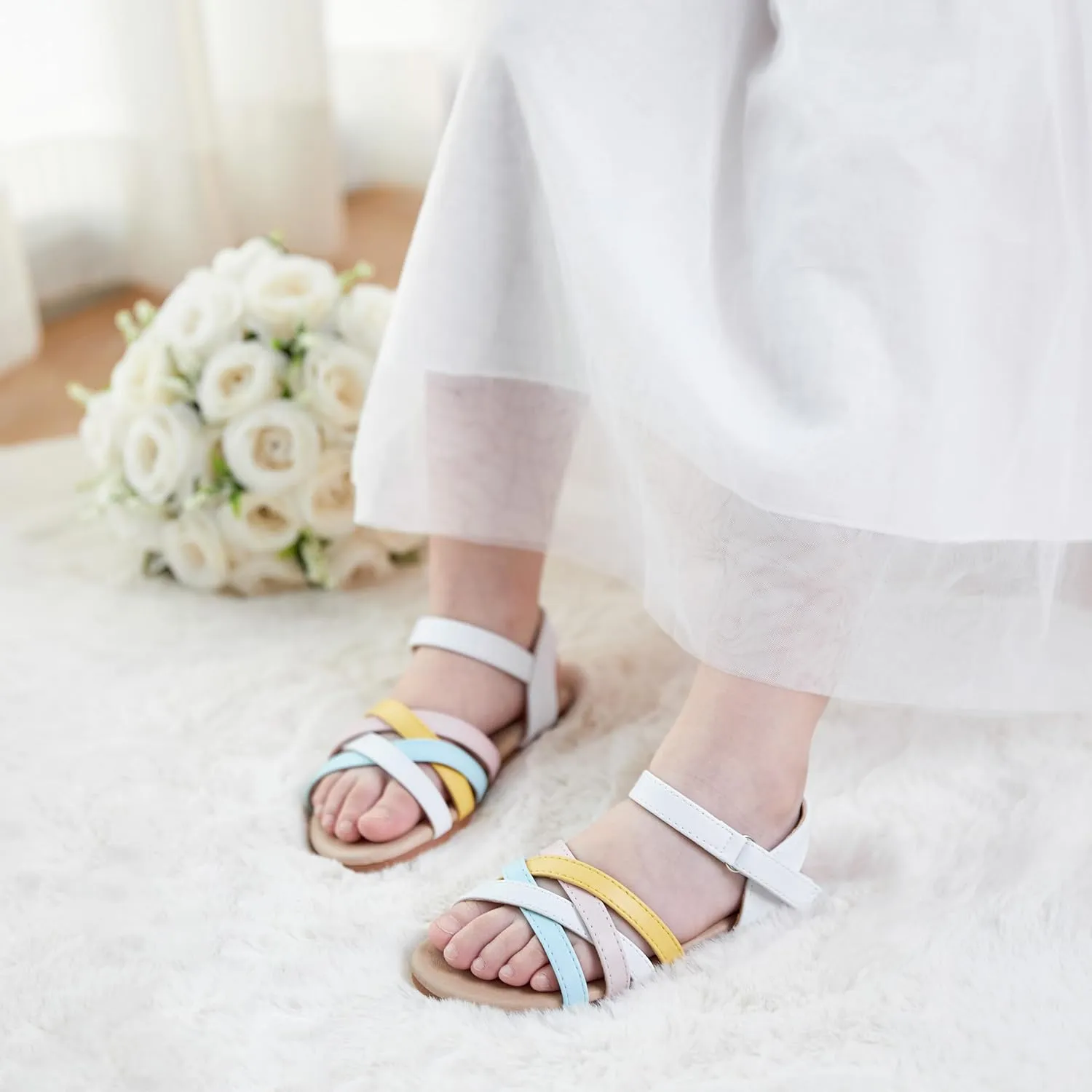 Felix & Flora Toddler Girl Sandals - Little Girl Easter Summer Dress Shoes Lightweight Open Toe Beach Holiday.