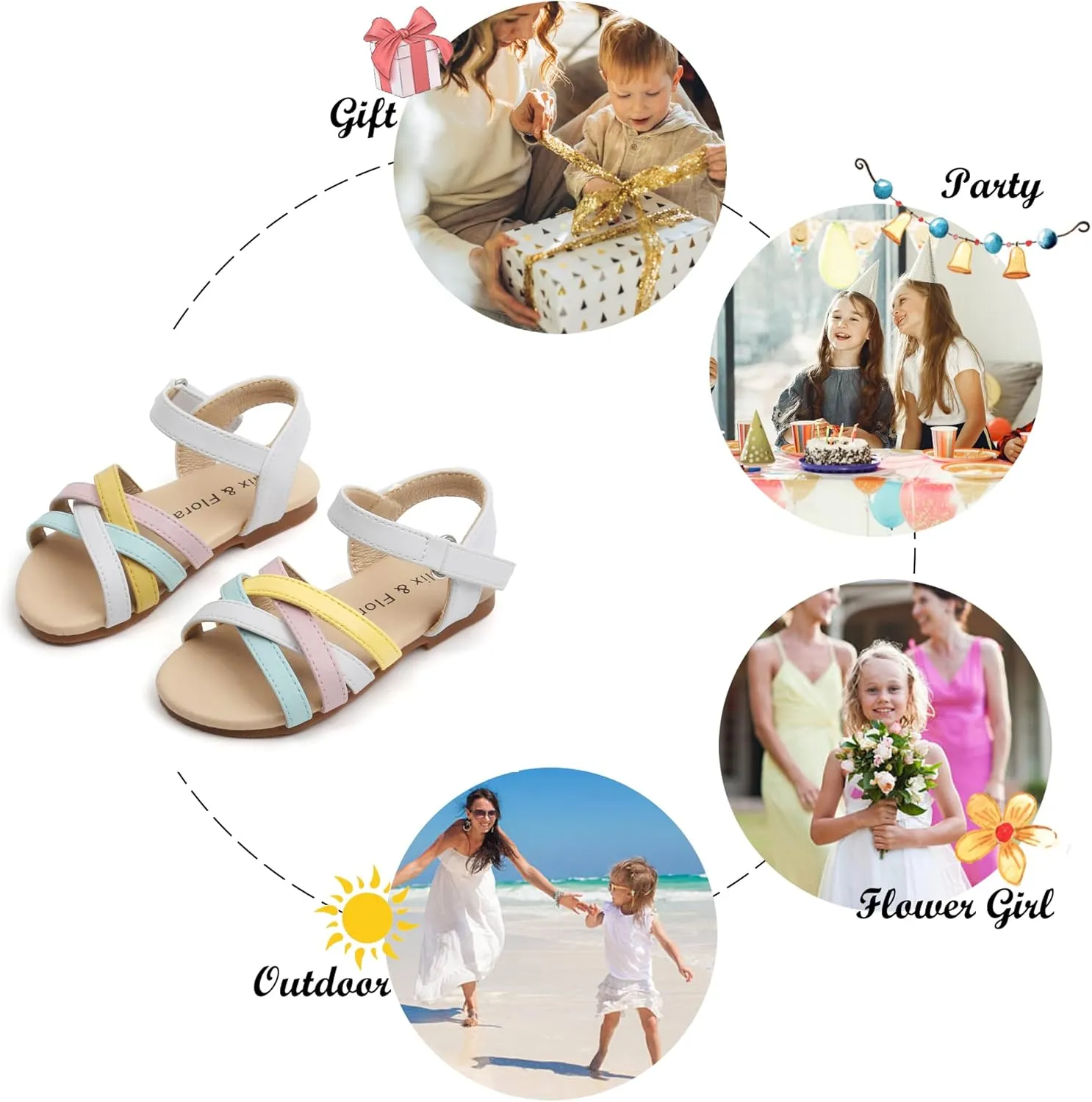 Felix & Flora Toddler Girl Sandals - Little Girl Easter Summer Dress Shoes Lightweight Open Toe Beach Holiday.