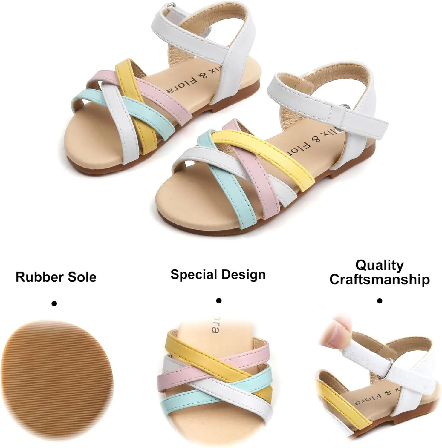 Felix & Flora Toddler Girl Sandals - Little Girl Easter Summer Dress Shoes Lightweight Open Toe Beach Holiday.