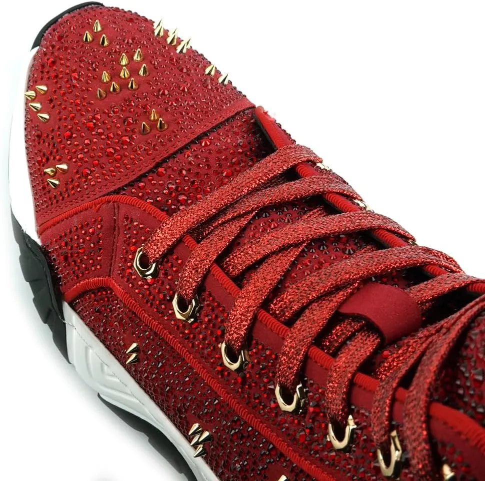 FI-2412 Rhinestone Spikes High Top Sneakers