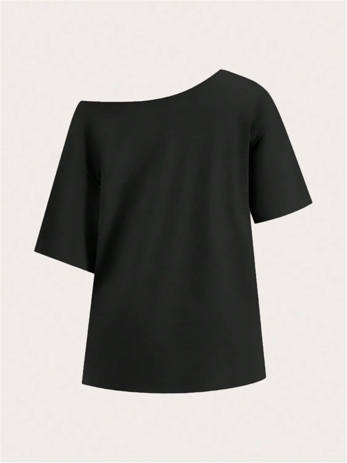 Floerns Women's Camo Number Print Short Sleeve T Shirts Asymmetrical Neck Oversized Tee Tops
