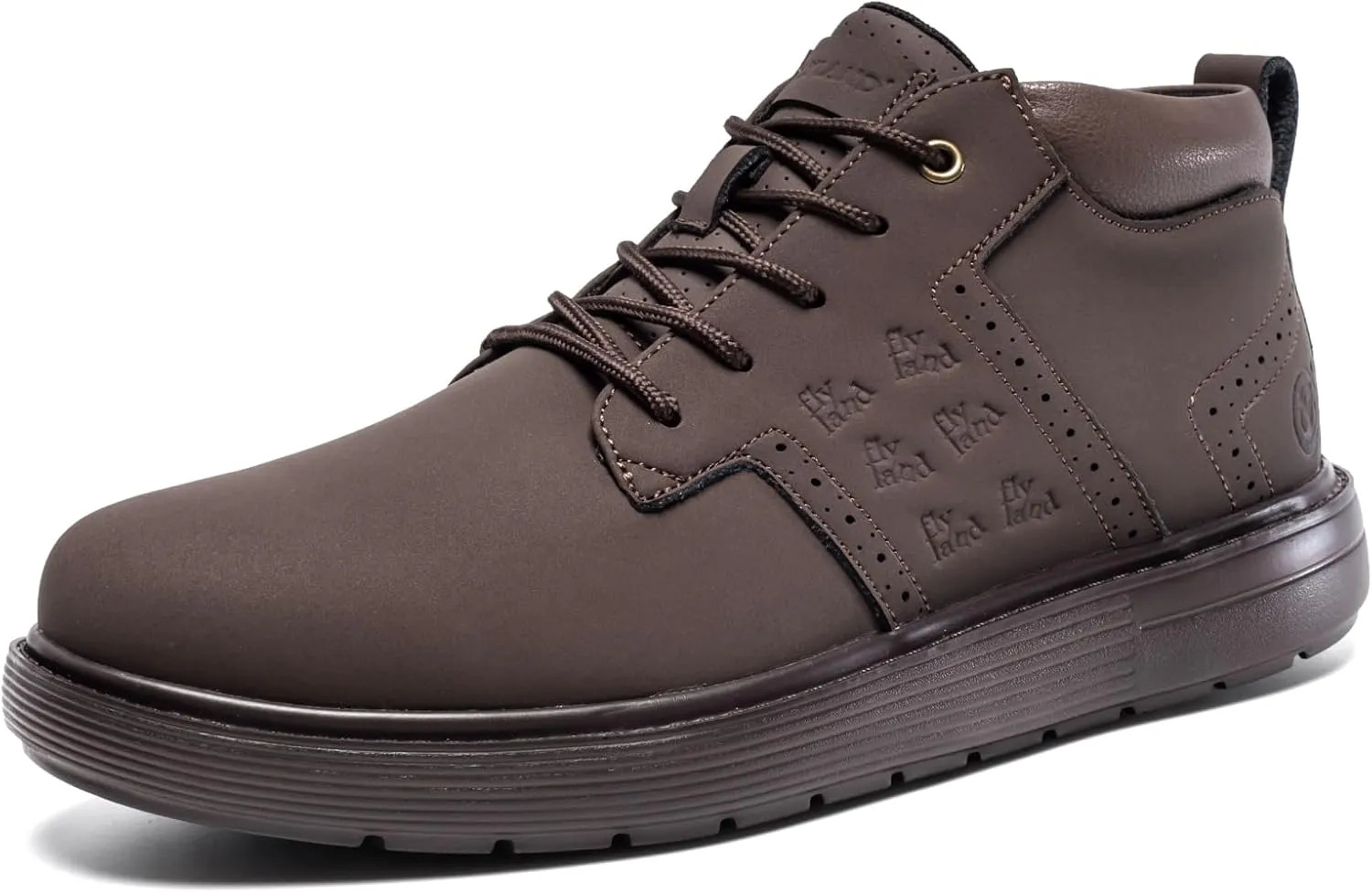 FLYLAND Men's Fashion Sneakers Chukka Boots Lace Up Leather Ankle Dress Boot Lightweight Walking Driving Shoes