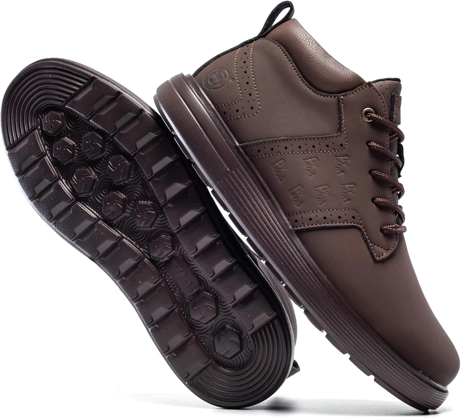 FLYLAND Men's Fashion Sneakers Chukka Boots Lace Up Leather Ankle Dress Boot Lightweight Walking Driving Shoes
