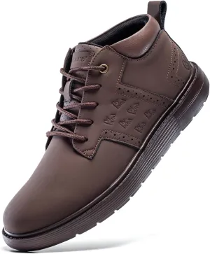 FLYLAND Men's Fashion Sneakers Chukka Boots Lace Up Leather Ankle Dress Boot Lightweight Walking Driving Shoes
