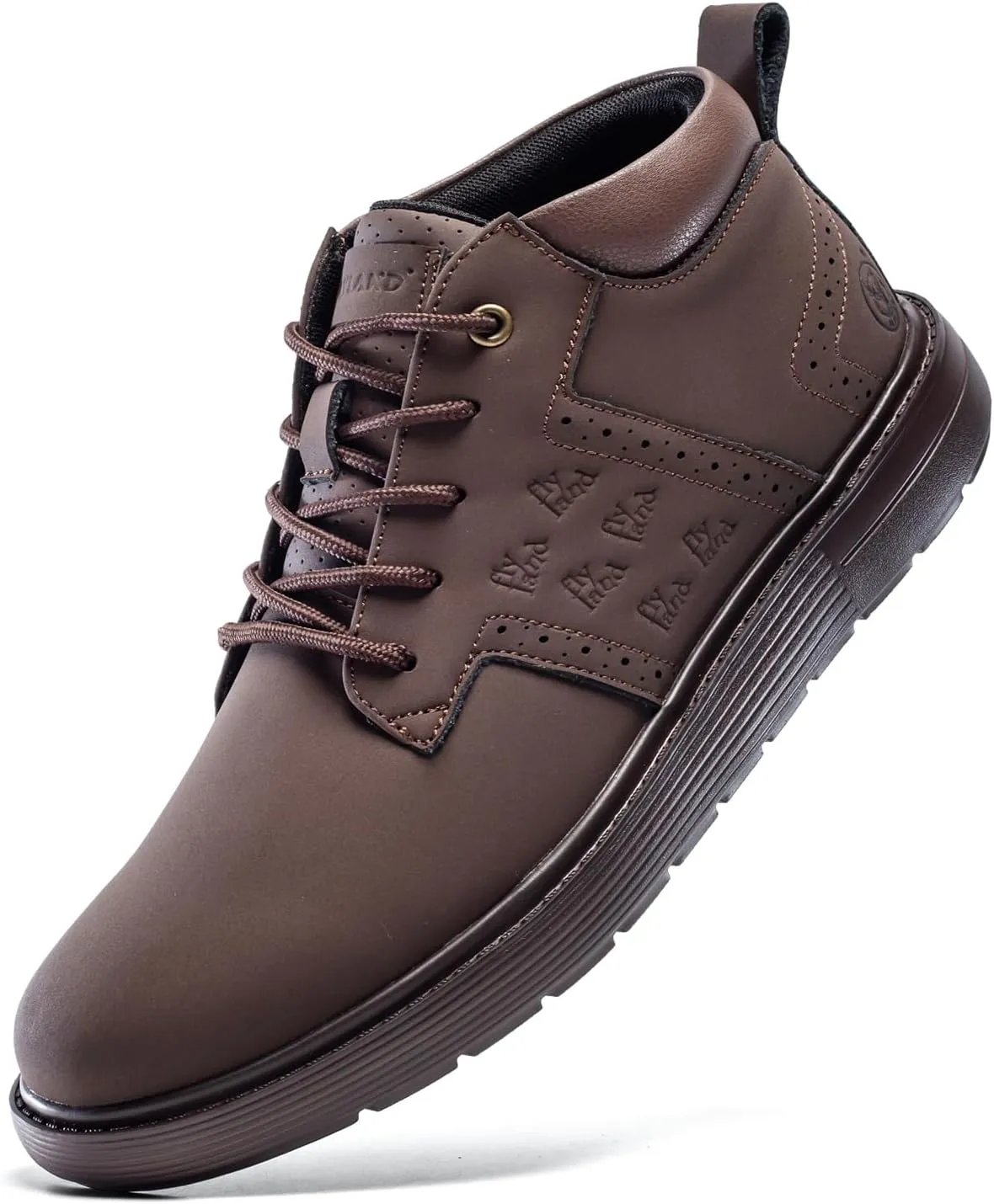 FLYLAND Men's Fashion Sneakers Chukka Boots Lace Up Leather Ankle Dress Boot Lightweight Walking Driving Shoes