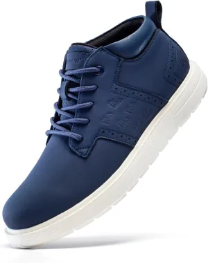 FLYLAND Men's Fashion Sneakers Chukka Boots Lace Up Leather Ankle Dress Boot Lightweight Walking Driving Shoes