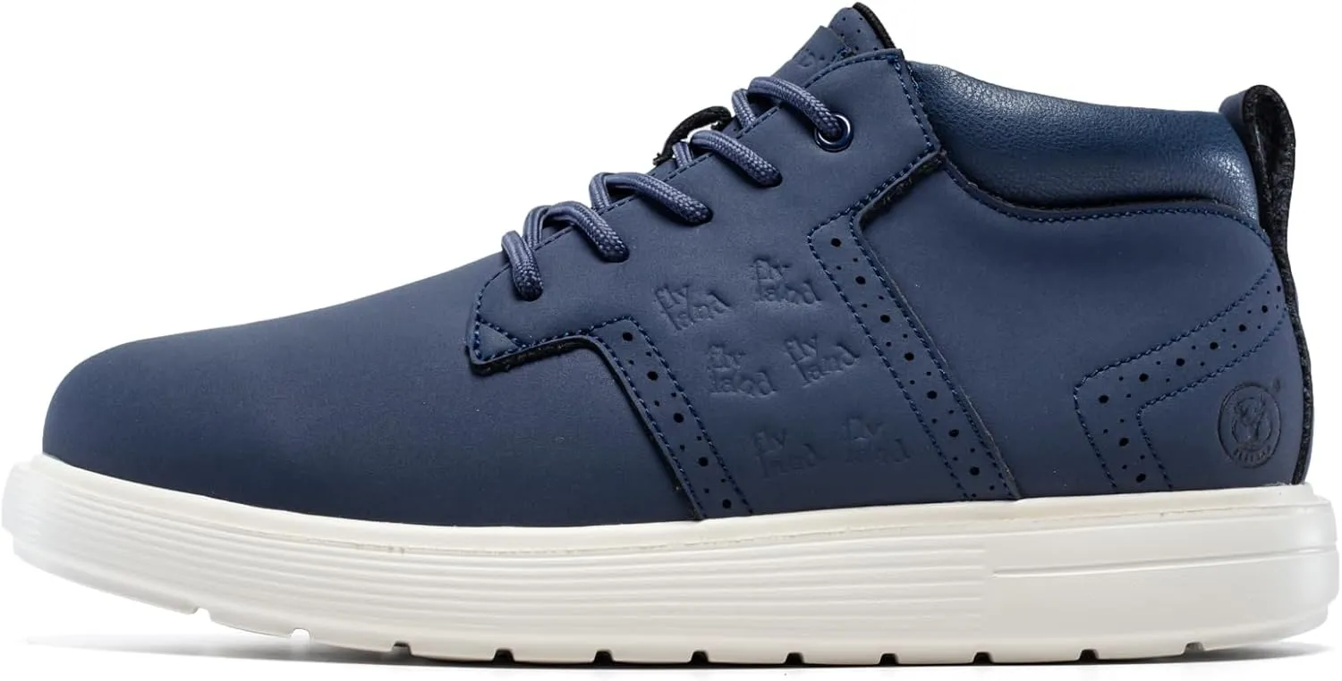 FLYLAND Men's Fashion Sneakers Chukka Boots Lace Up Leather Ankle Dress Boot Lightweight Walking Driving Shoes