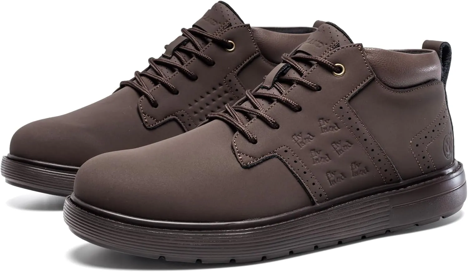 FLYLAND Men's Fashion Sneakers Chukka Boots Lace Up Leather Ankle Dress Boot Lightweight Walking Driving Shoes