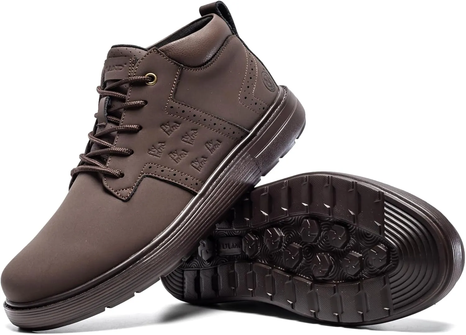 FLYLAND Men's Fashion Sneakers Chukka Boots Lace Up Leather Ankle Dress Boot Lightweight Walking Driving Shoes