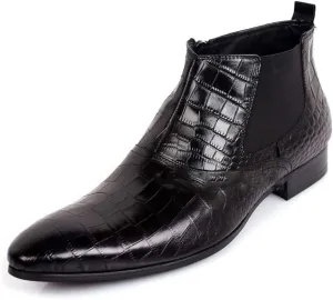 For Men Ankle Boots Mens Pointed Low Heel Chelsea Boots Office Holiday Business Party For Club The First Layer Of Cowhide Genuine Leather