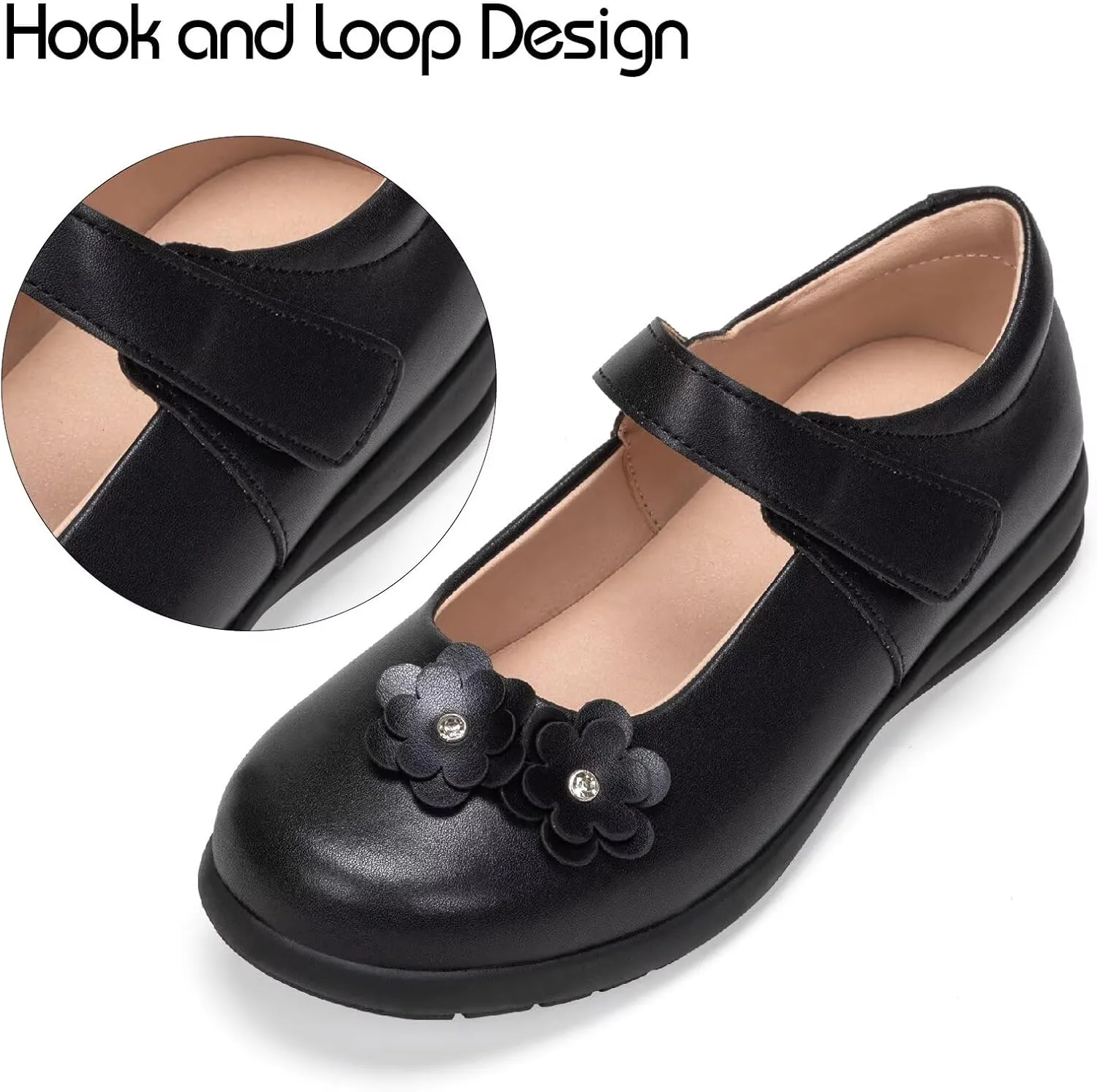 Frank Mully Girls School Shoes Mary Jane Flats Slip-On Uniform Dress Flats for Girl Toddler/Little Kid/Big Kid