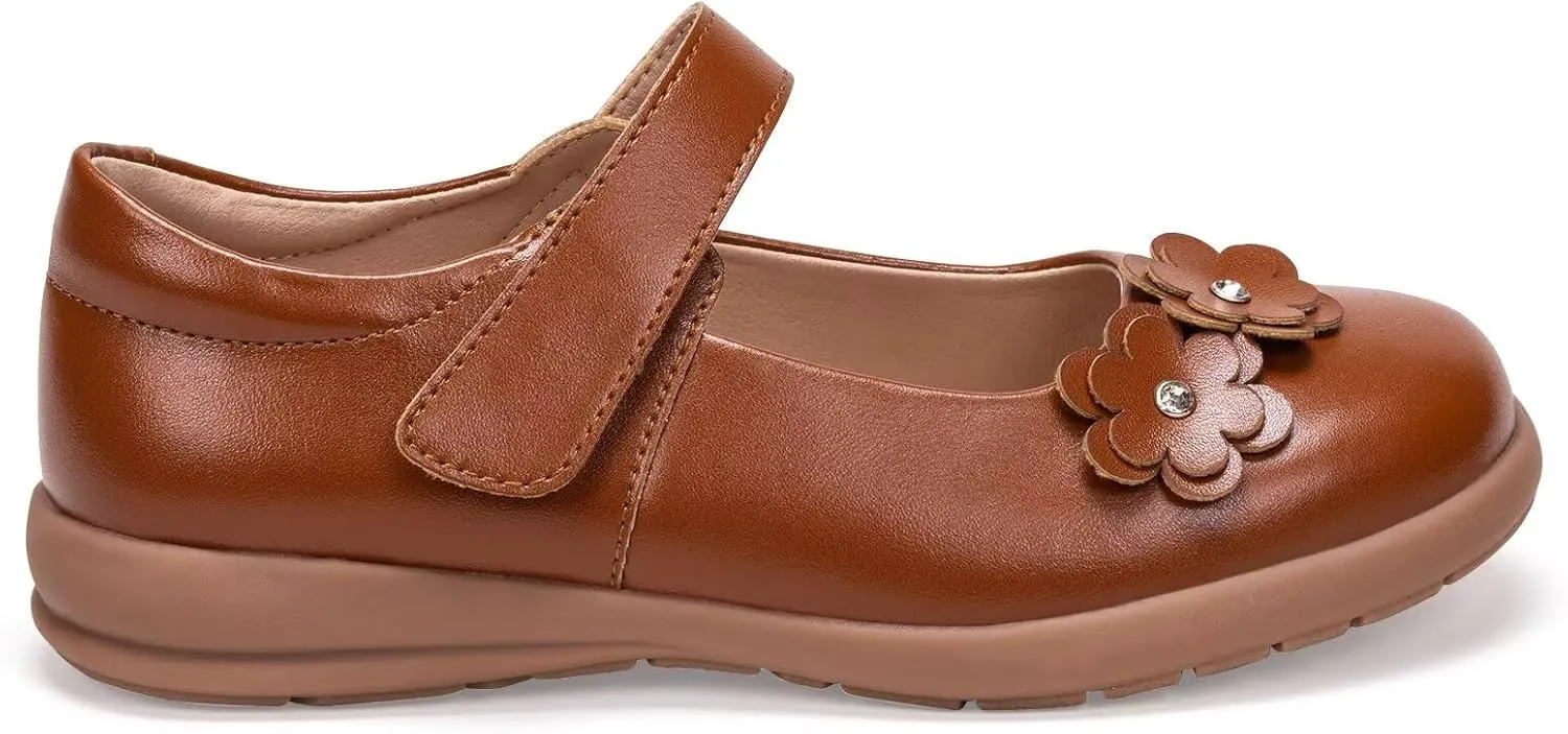 Frank Mully Girls School Shoes Mary Jane Flats Slip-On Uniform Dress Flats for Girl Toddler/Little Kid/Big Kid