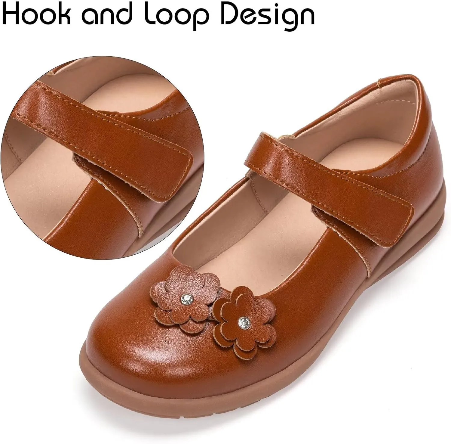 Frank Mully Girls School Shoes Mary Jane Flats Slip-On Uniform Dress Flats for Girl Toddler/Little Kid/Big Kid