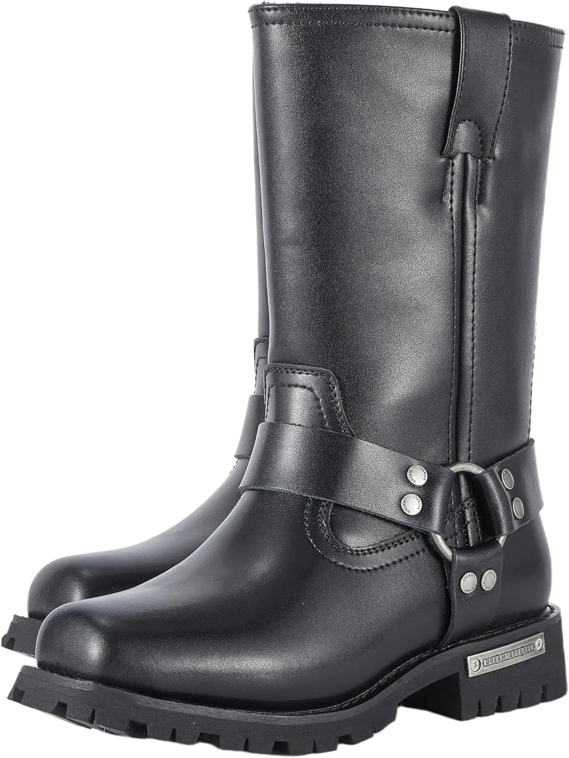 GARGOYLE BELLS Women's Leather Motorcycle Boots Cycling Boots Waterproof Non-slip Casual Boots Mid Calf