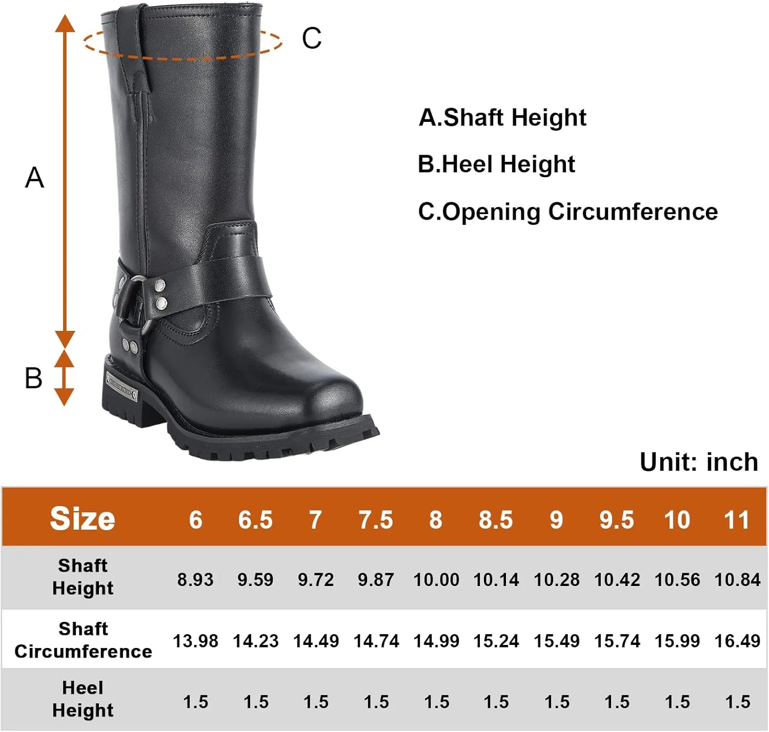 GARGOYLE BELLS Women's Leather Motorcycle Boots Cycling Boots Waterproof Non-slip Casual Boots Mid Calf