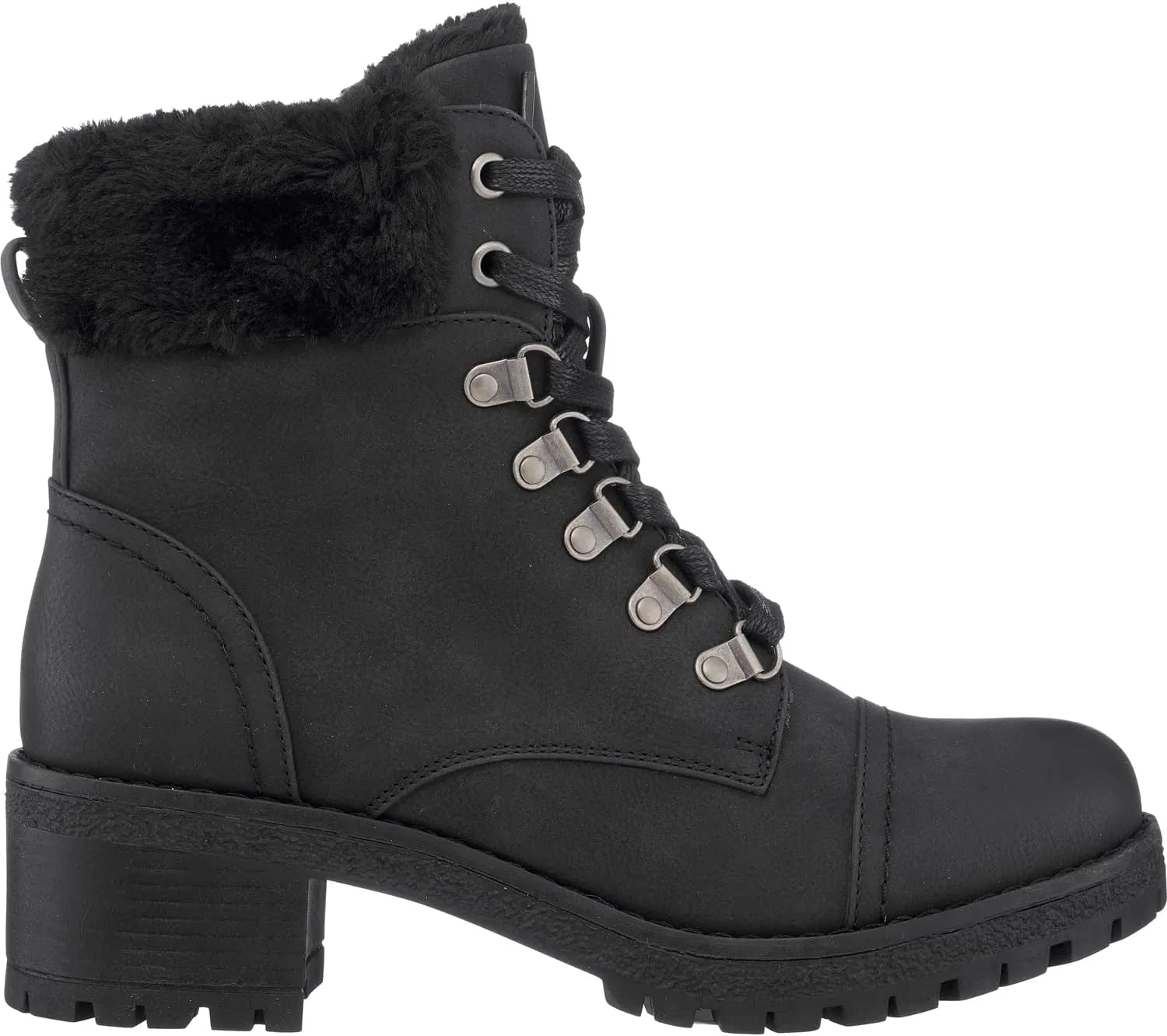 GC Shoes Womens Combat Boots, Warm Lace Up Wide Calf Boots, Vegan Chunky Low Heel Winter Fashion Ankle Booties, Joan