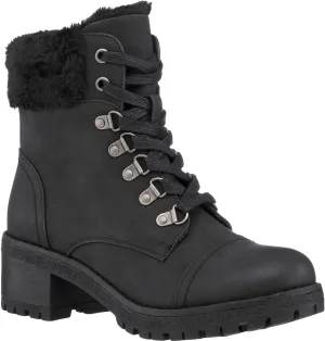 GC Shoes Womens Combat Boots, Warm Lace Up Wide Calf Boots, Vegan Chunky Low Heel Winter Fashion Ankle Booties, Joan