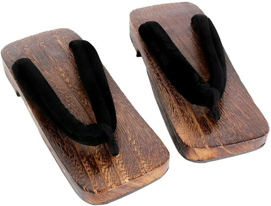 Geta Sandals Mens Wooden Geta Sandals Clogs Flip Flop Two-Teeth Japanese Traditional High Heel Slippers(Color:B,Size:XXL)