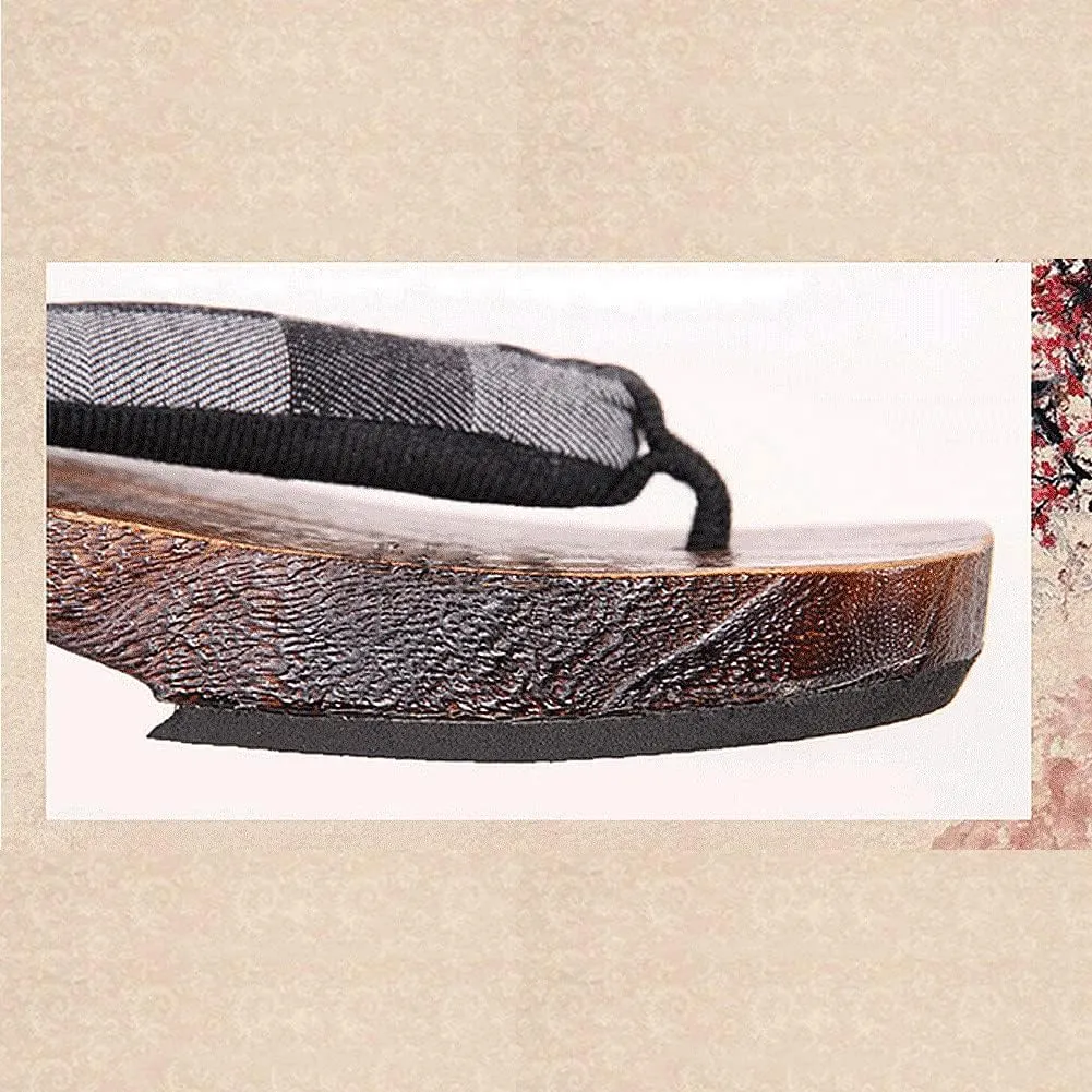 Geta Sandals Mens Wooden Geta Sandals Clogs Flip Flop Two-Teeth Japanese Traditional High Heel Slippers(Color:B,Size:XXL)