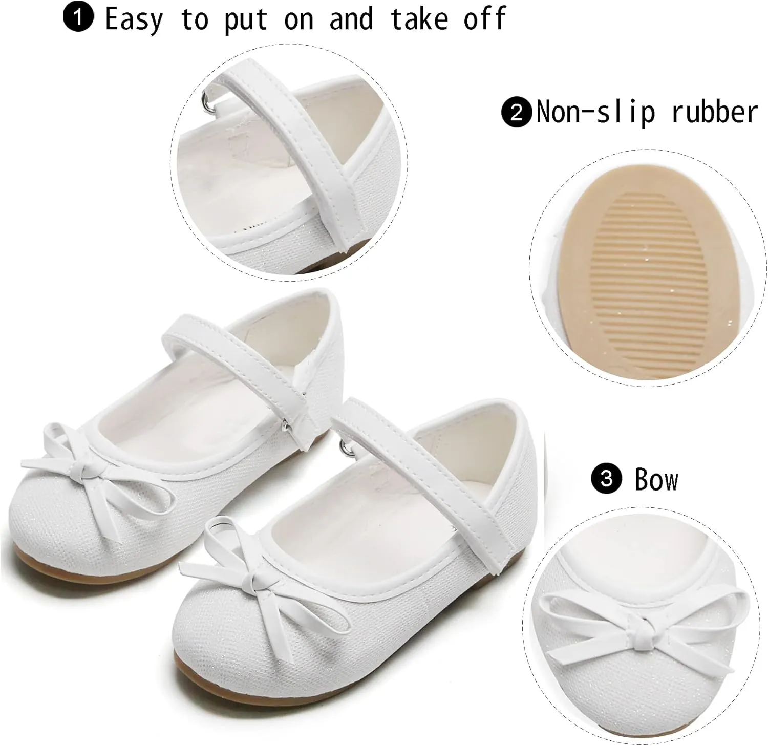 GINFIVE Toddler Girls Dress Shoes Little Girls Mary Janes Ballerina Flats Shoes Toddler