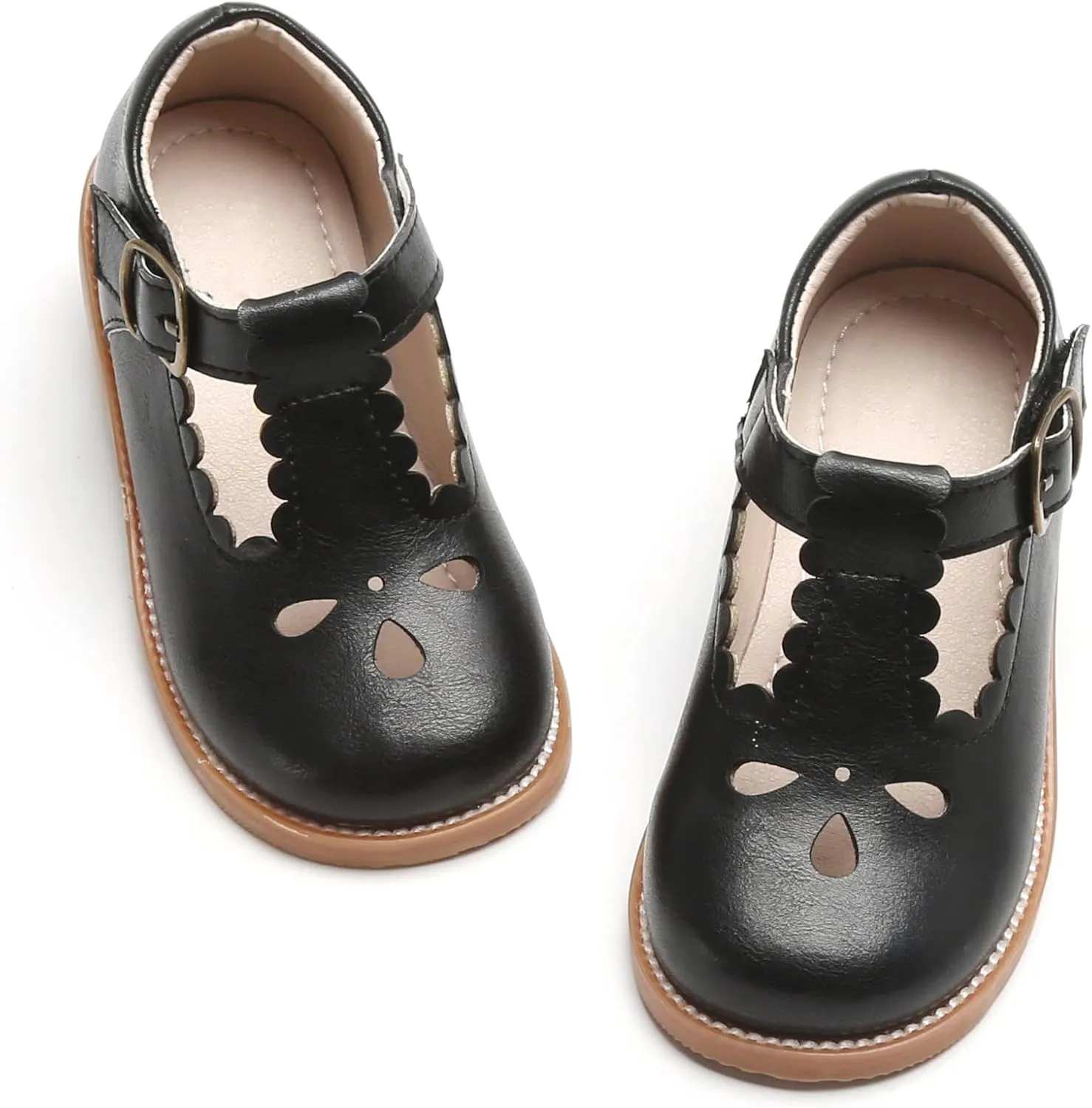 GINFIVE Toddler Girls Dress Shoes Little Kids Flats School Mary Janes Shoes