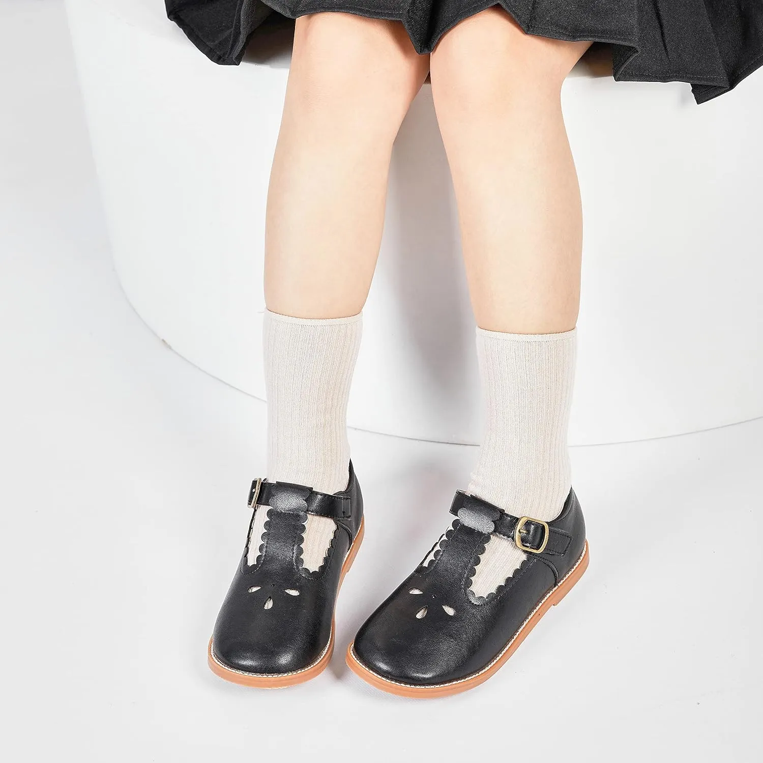 GINFIVE Toddler Girls Dress Shoes Little Kids Flats School Mary Janes Shoes