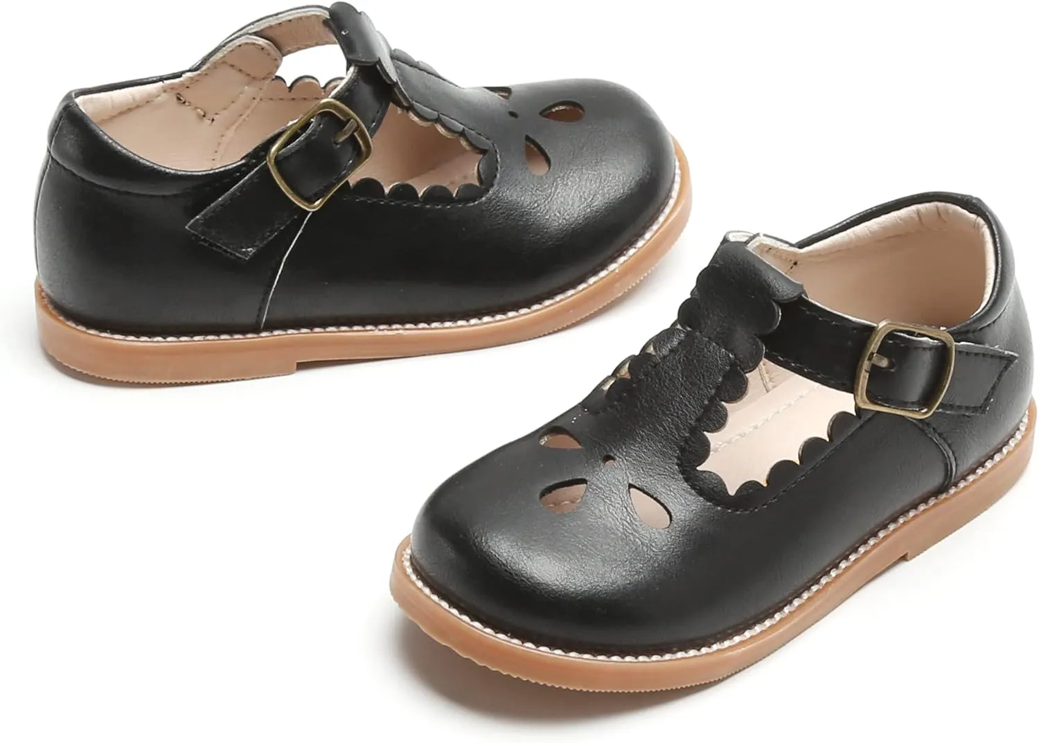 GINFIVE Toddler Girls Dress Shoes Little Kids Flats School Mary Janes Shoes