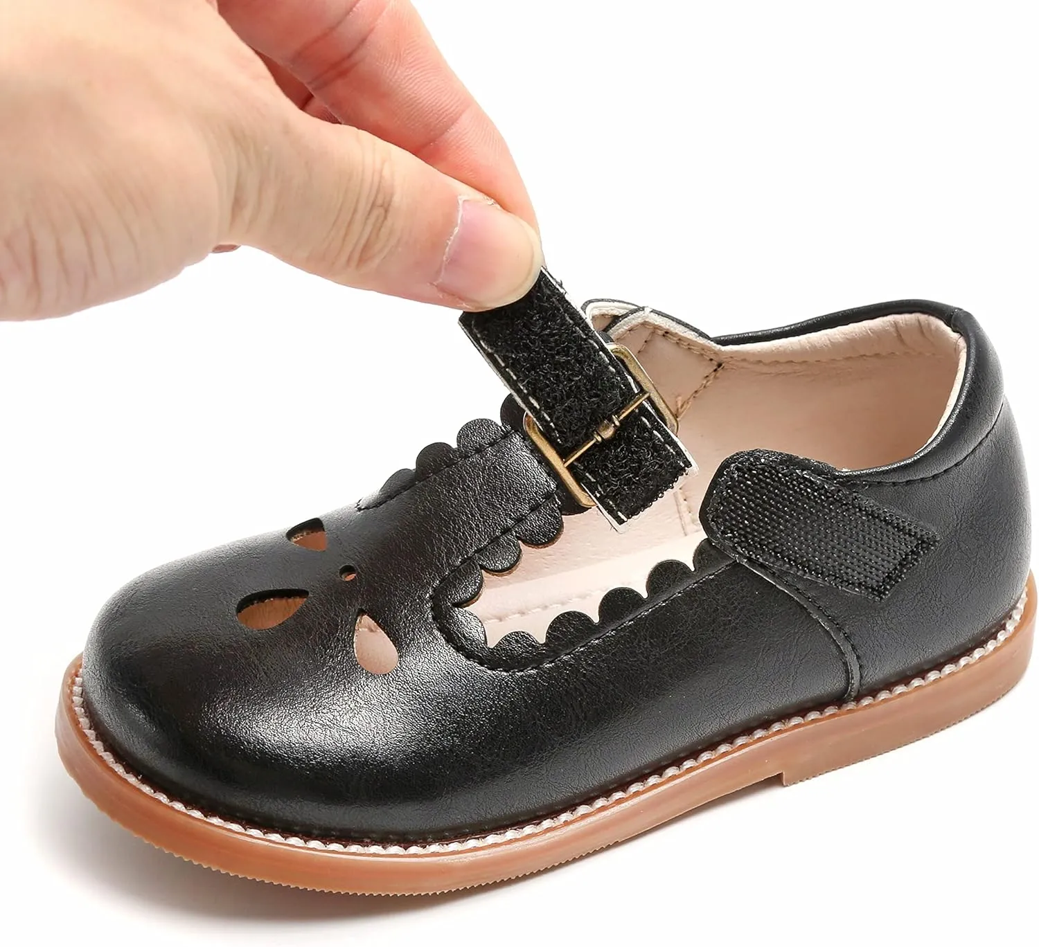 GINFIVE Toddler Girls Dress Shoes Little Kids Flats School Mary Janes Shoes