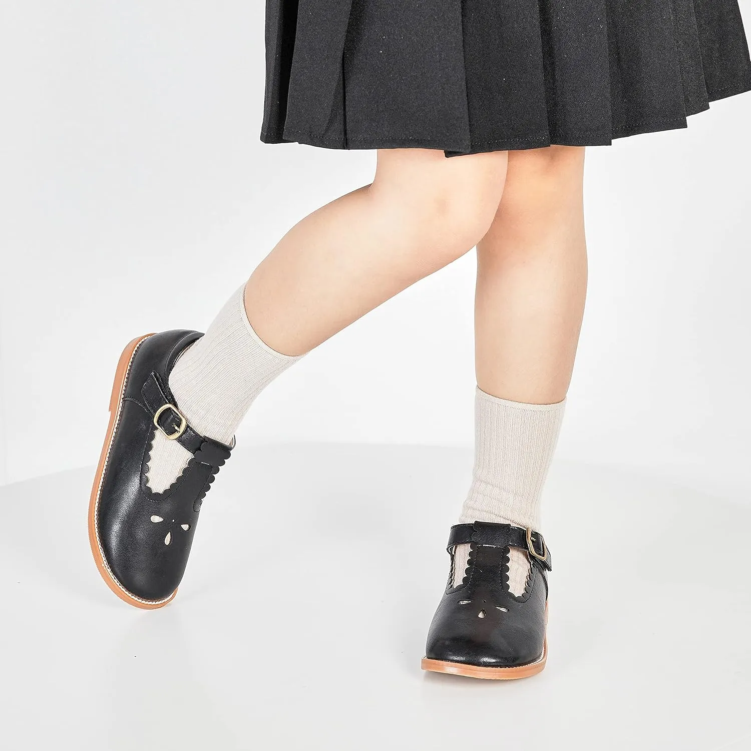 GINFIVE Toddler Girls Dress Shoes Little Kids Flats School Mary Janes Shoes