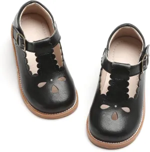 GINFIVE Toddler Girls Dress Shoes Little Kids Flats School Mary Janes Shoes