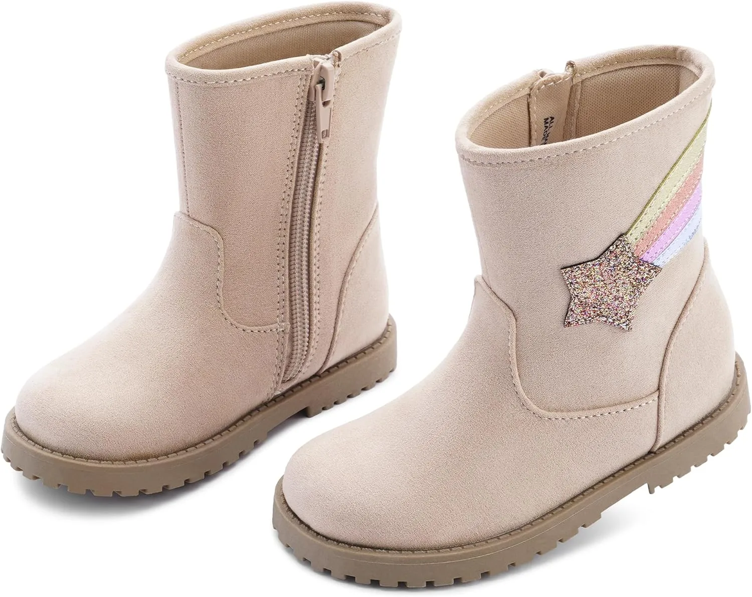 Girls Boys Fashion Boots for Kids Cute Dress Boots Non-Slip Side Zipper Toddler/Little Kid