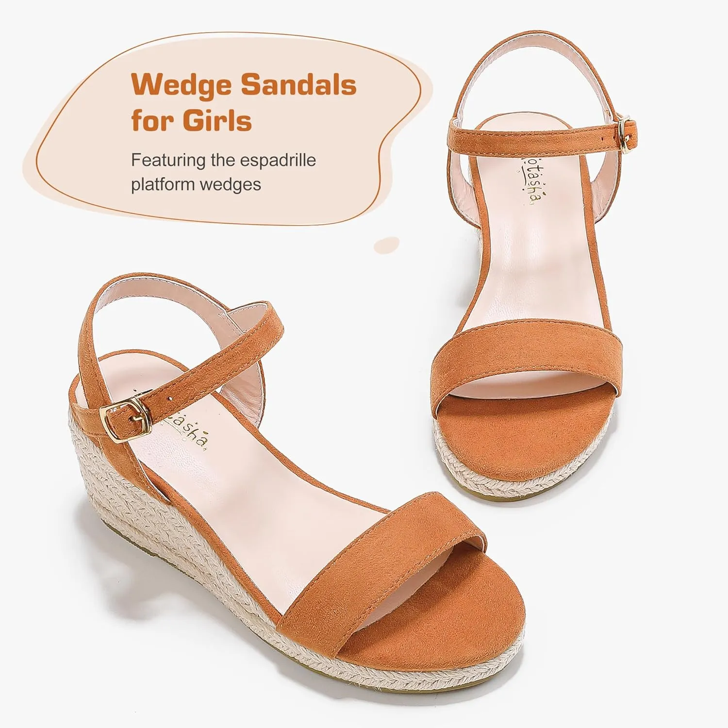 Girls Wedge Sandals Platform Espadrille Open Toe Dressy Sandals Summer Girls Heel Little Big Kid
