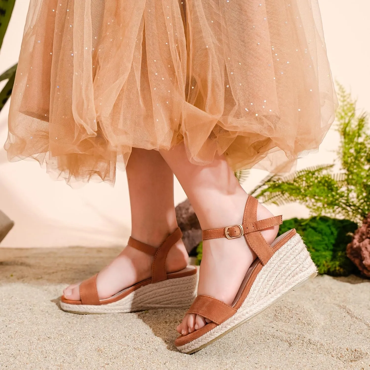 Girls Wedge Sandals Platform Espadrille Open Toe Dressy Sandals Summer Girls Heel Little Big Kid