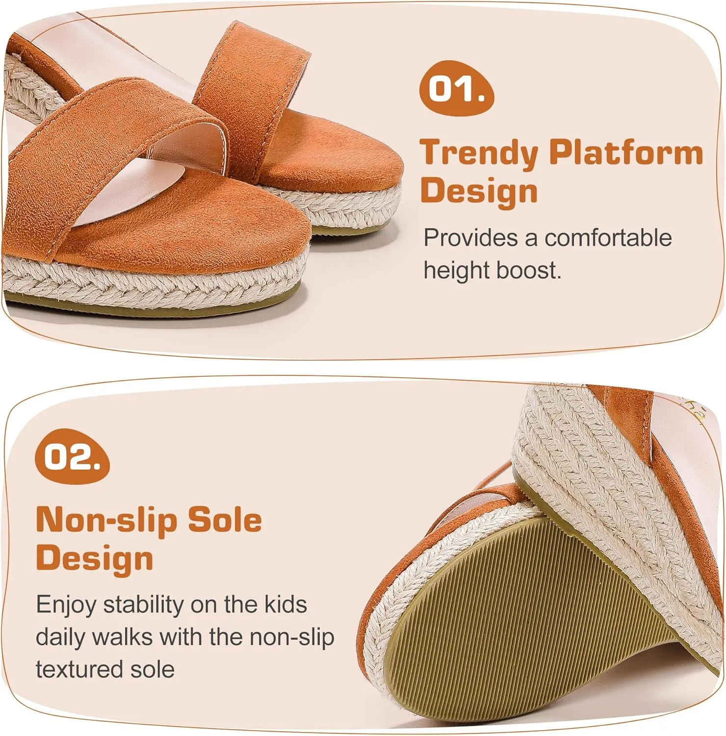 Girls Wedge Sandals Platform Espadrille Open Toe Dressy Sandals Summer Girls Heel Little Big Kid