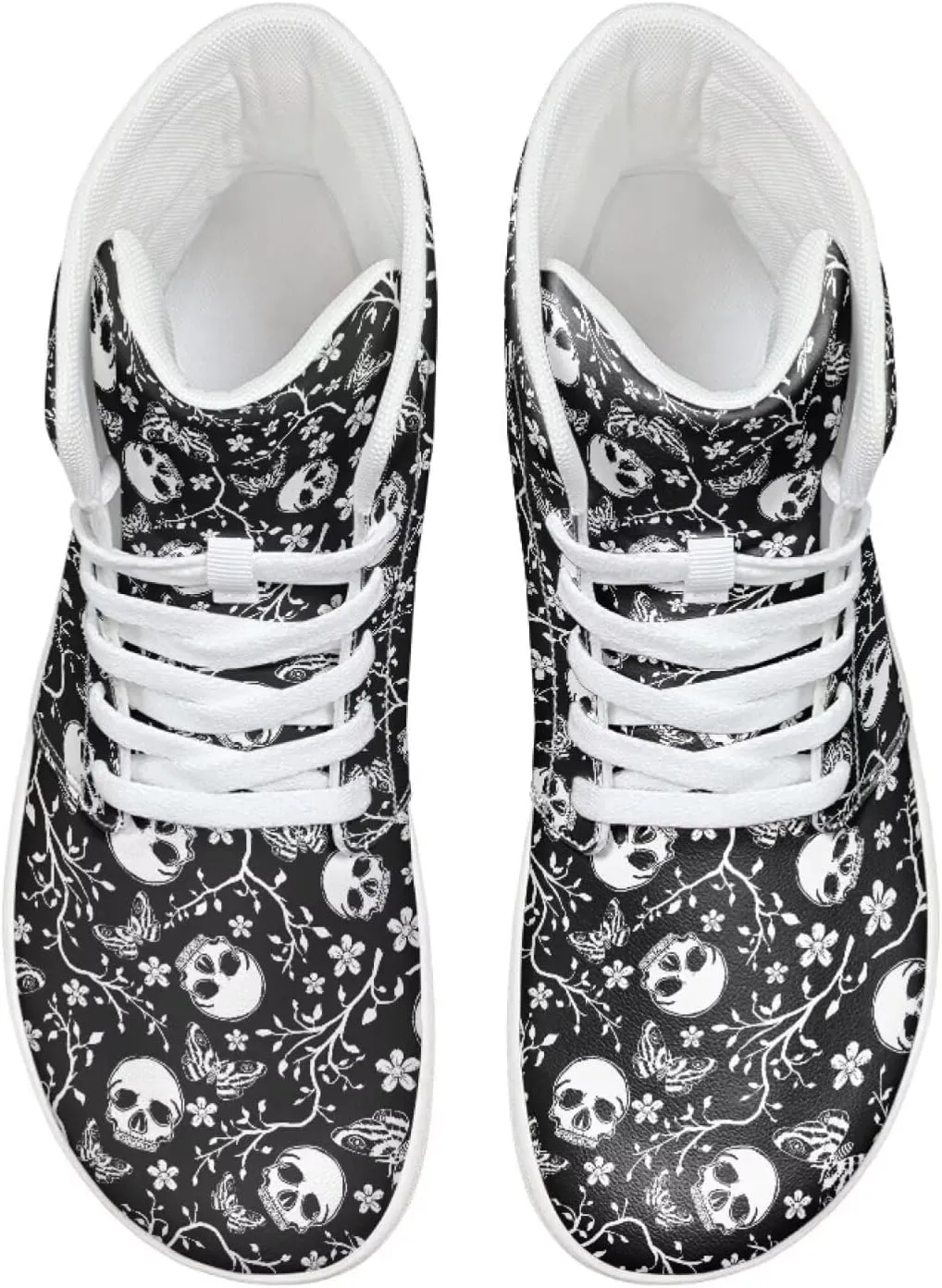 Gothic Skull High Top Sports Shoes for Women Men Running Sneaker PU Leather Athletic Sneakers