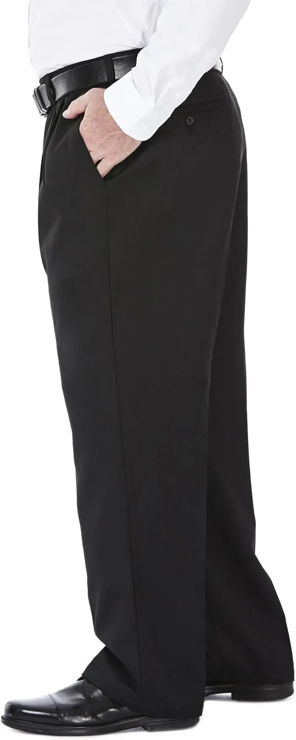 Haggar Men's Cool 18 Hidden Expandable Waist Pleat Front Pant-Regular and Big & Tall Sizes