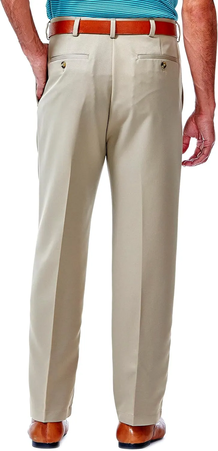 Haggar Men's Cool 18 Hidden Expandable Waist Pleat Front Pant-Regular and Big & Tall Sizes