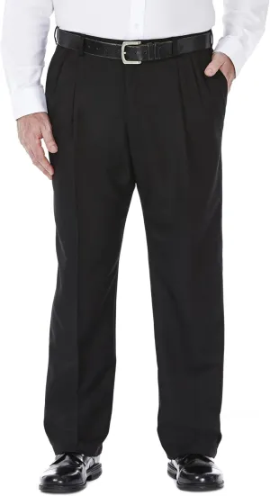 Haggar Men's Cool 18 Hidden Expandable Waist Pleat Front Pant-Regular and Big & Tall Sizes