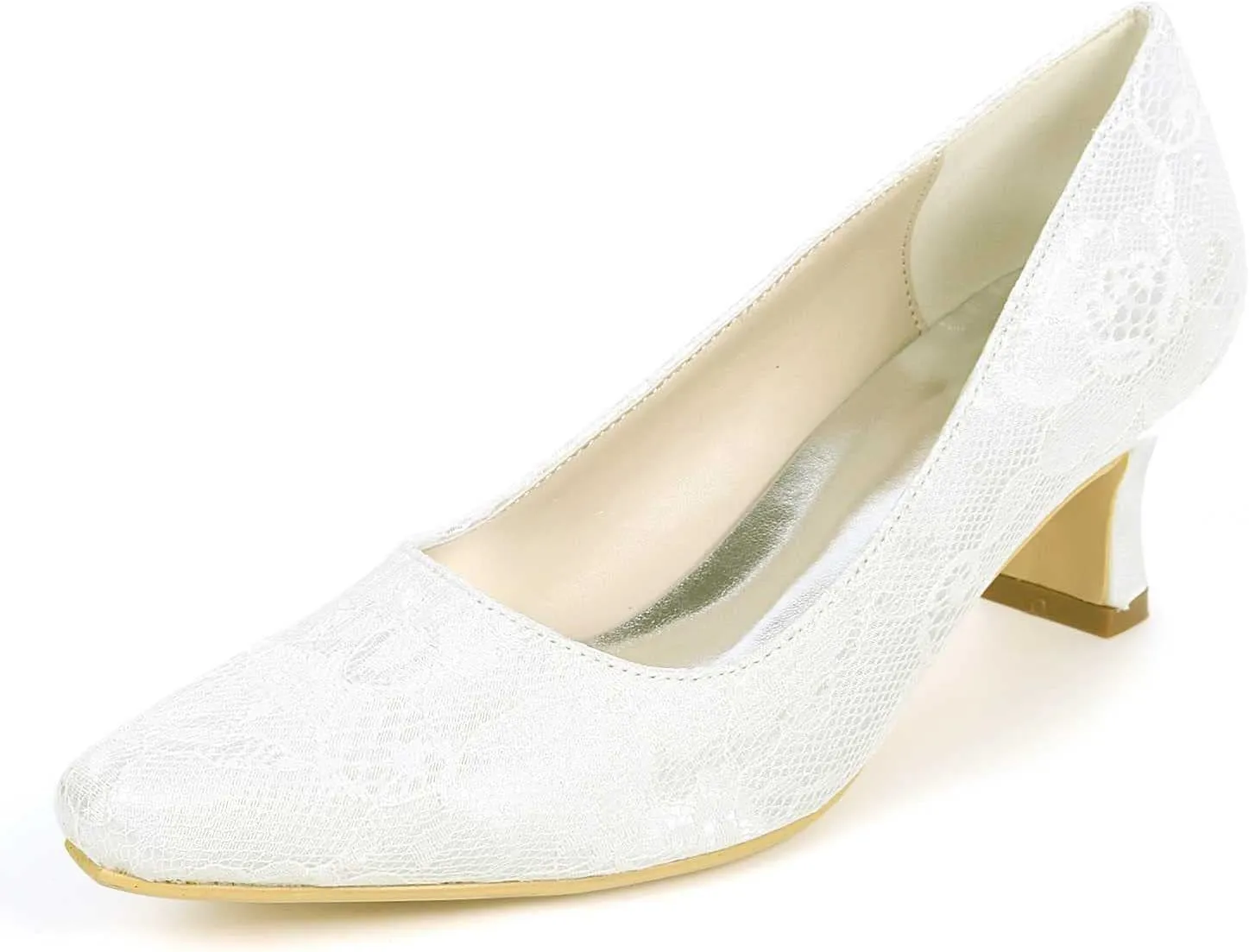 Heel Dress Sandals Closed Toe Satin Lace Pointed Toe Wedding Bridal Homecoming Shoes for Women Bride Bridesmaid Ladies
