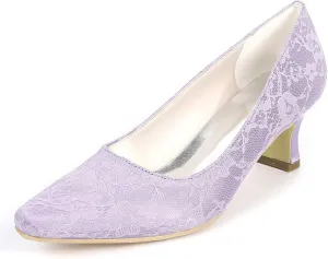 Heel Dress Sandals Closed Toe Satin Lace Pointed Toe Wedding Bridal Homecoming Shoes for Women Bride Bridesmaid Ladies