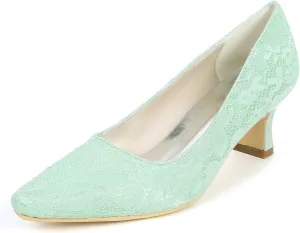 Heel Dress Sandals Closed Toe Satin Lace Pointed Toe Wedding Bridal Homecoming Shoes for Women Bride Bridesmaid Ladies
